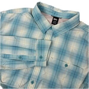 REI CO-OP Mens Long Sleeve Button‎ Hiking Outdoors Roll up Nylon Shirt - XXL